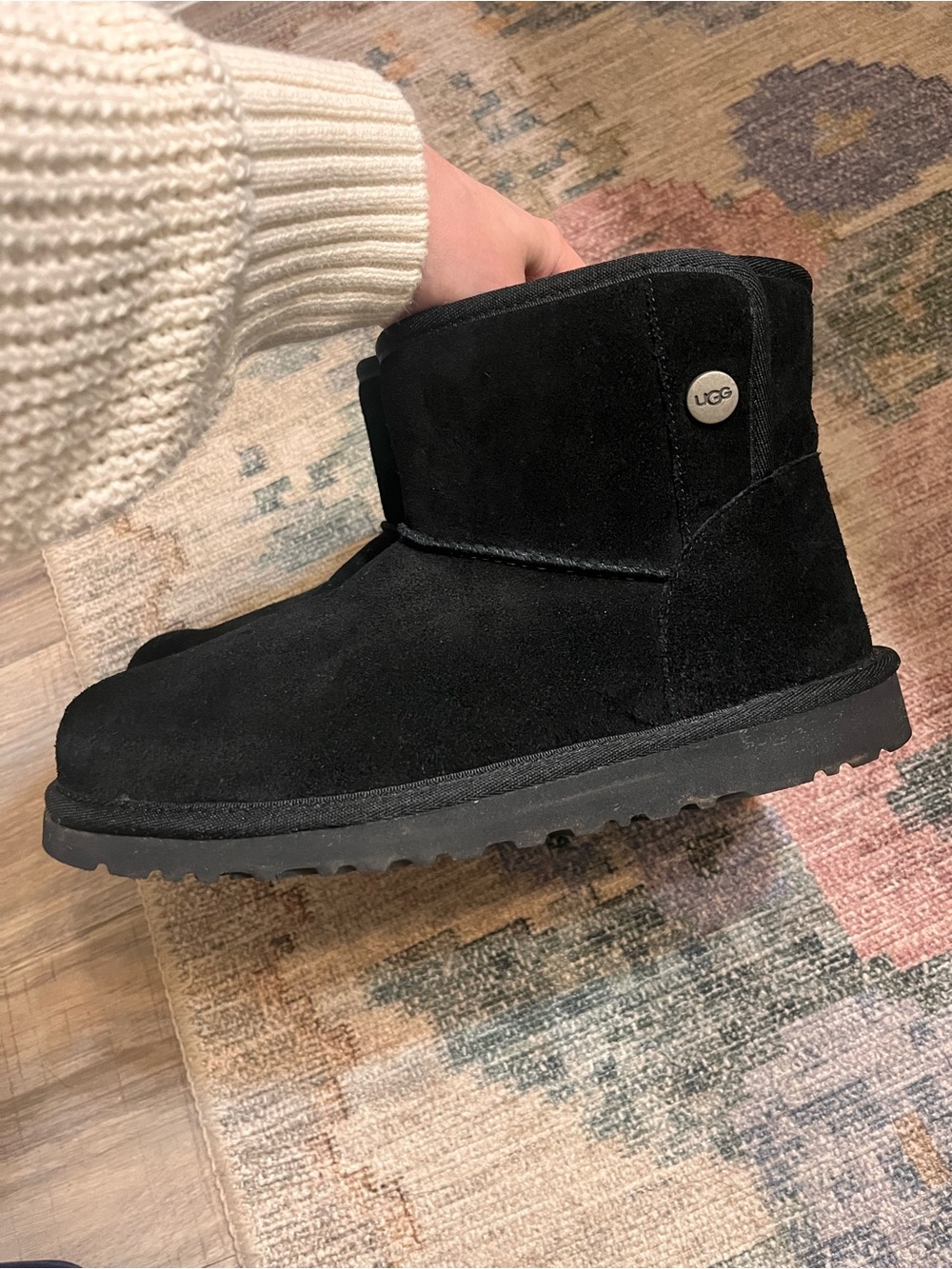 UGG Black Short Button Side Boot